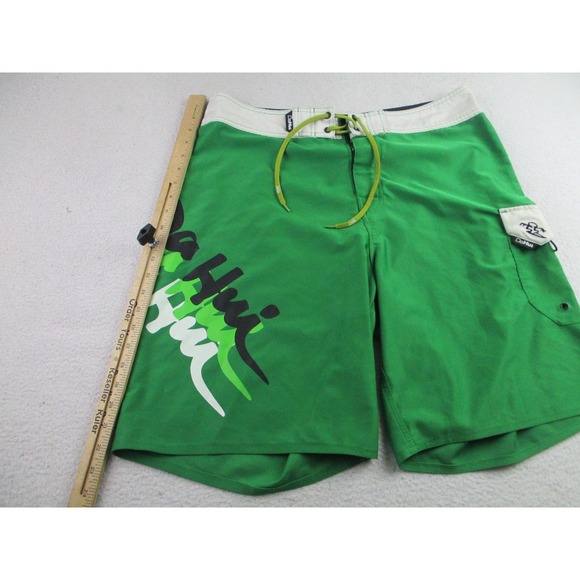 Da Hui Shorts Mens 36 Green Board Shorts Swim Trunks Drawstring Pocket Surf - Picture 7 of 10